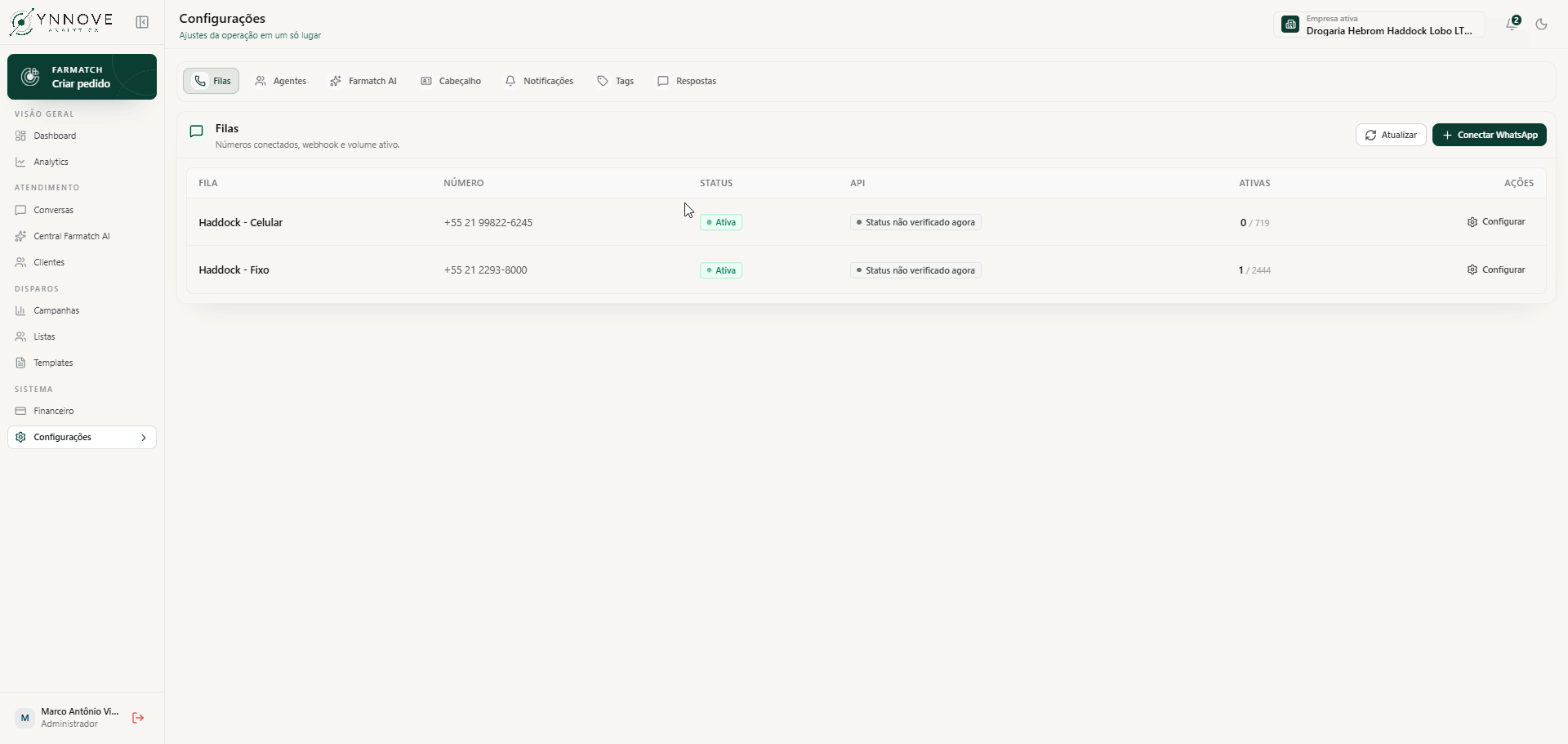 Configure a resposta automática enviada no primeiro contato.